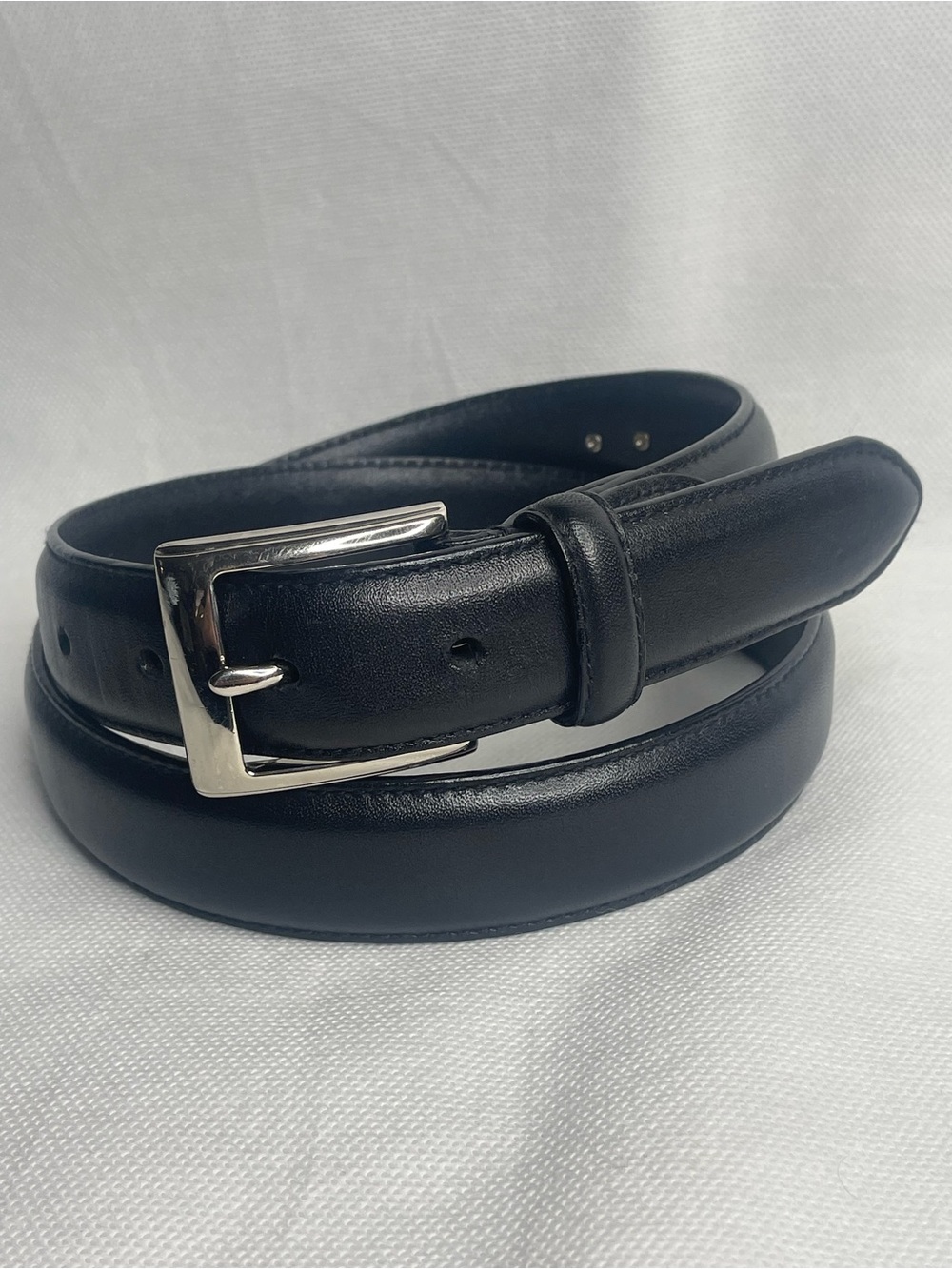 Polo Ralph Lauren Genuine Leather Belt Mens Size 34 Black Silver Metal Logo